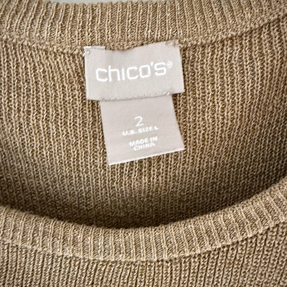 Chico's Tan/gold Knit Pullover with twist tie in front - Picture 2 of 6